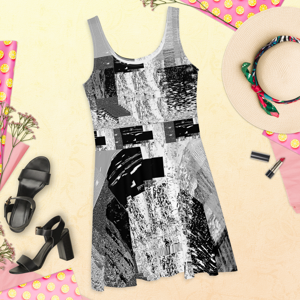 water glitch skater dress