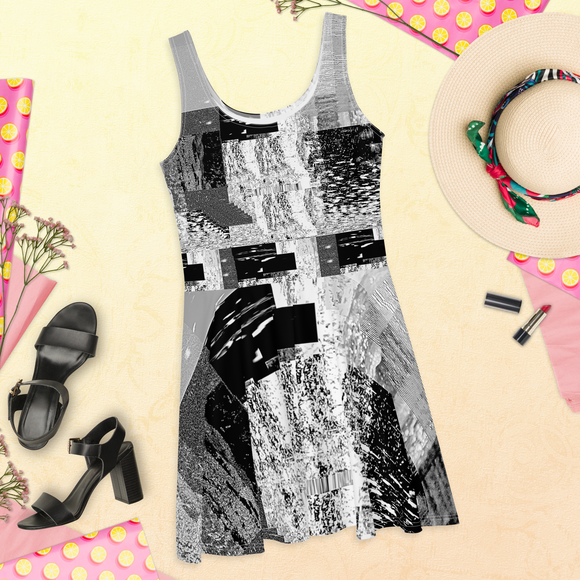 water glitch skater dress